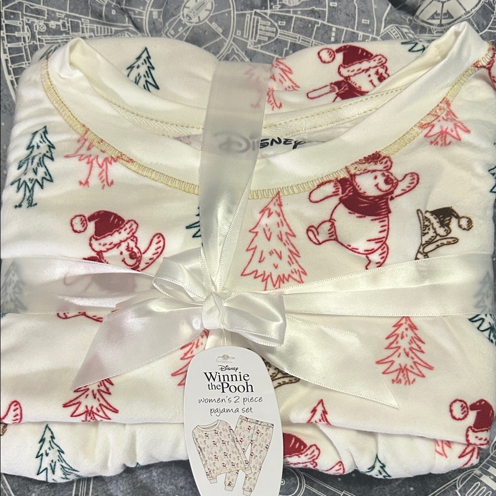 Disney Winnie the Pooh Festive Pajama Set - Red and Pink on White